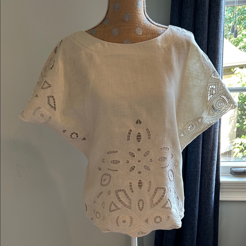 LAFAYETTE 148 NEW YORK DOLMAN LINEN TOP S